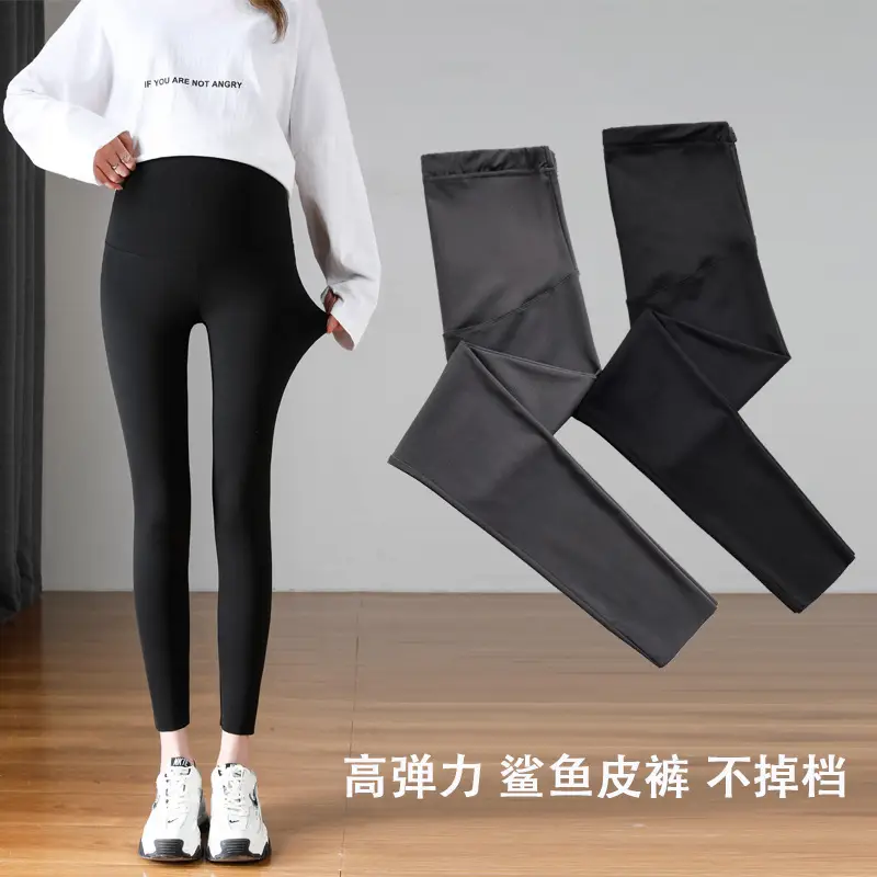 Plus Size Fleece Lined Sharkskin Pants Black - Image 9