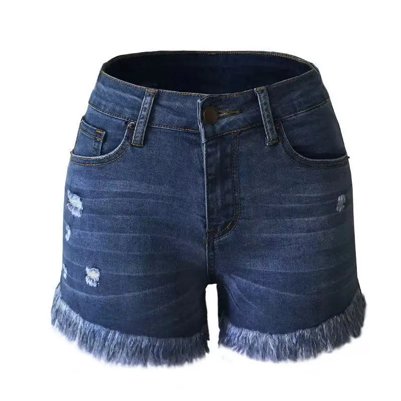 Women's Wash Cotton Shorts Black Frayed Hem - Image 9