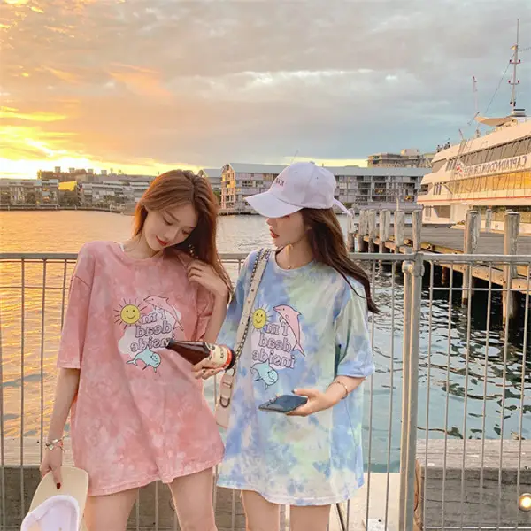Women Tie-dye Short Sleeve T-Shirt Summer 2021 - Image 5