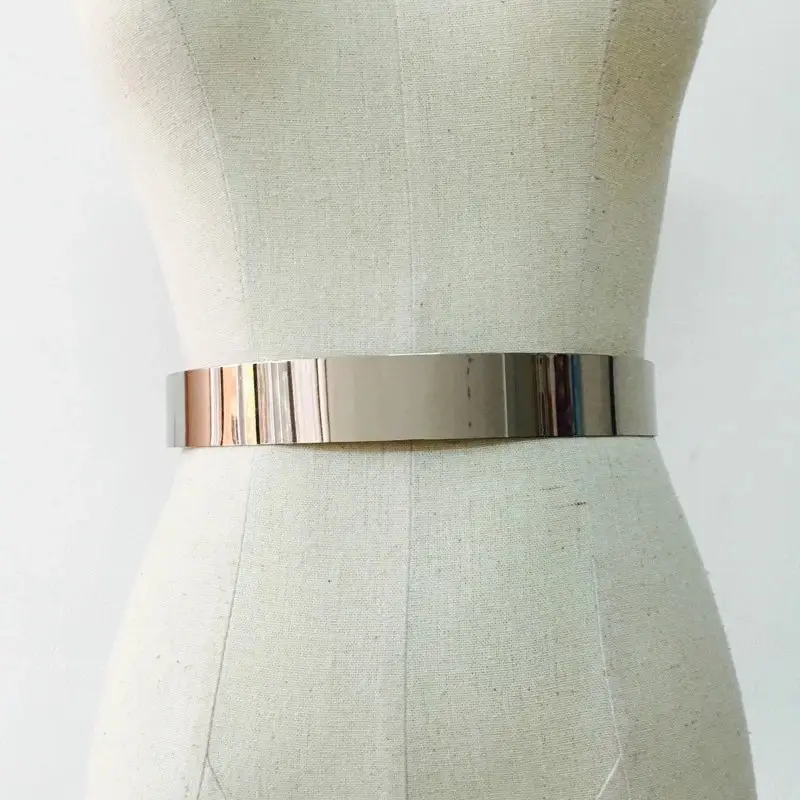European American Women's Mirror Waist Belt Chain 2cm 3.5cm