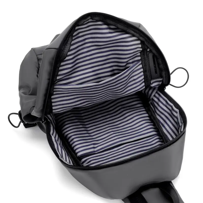 Men's Black Crossbody USB Charging Backpack - Image 5