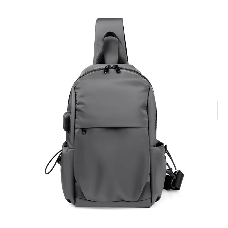 Men's Black Crossbody USB Charging Backpack - Image 6