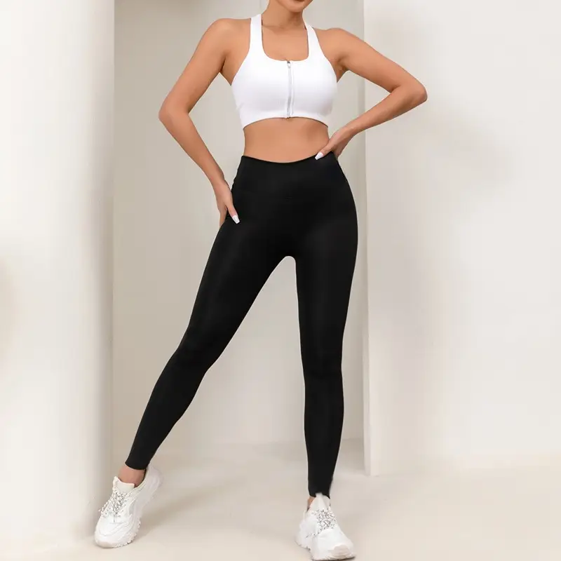 Black TK Stretch High Waist Yoga Leggings Women — feature 17
