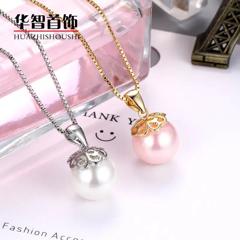 Pink Pearl Flower Pendant Necklace for Women - Image 2