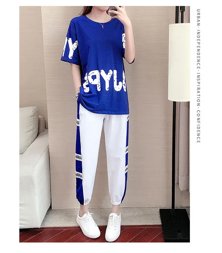 Women 2026 Blue White Casual Sports Suit Loose Fit — feature 8