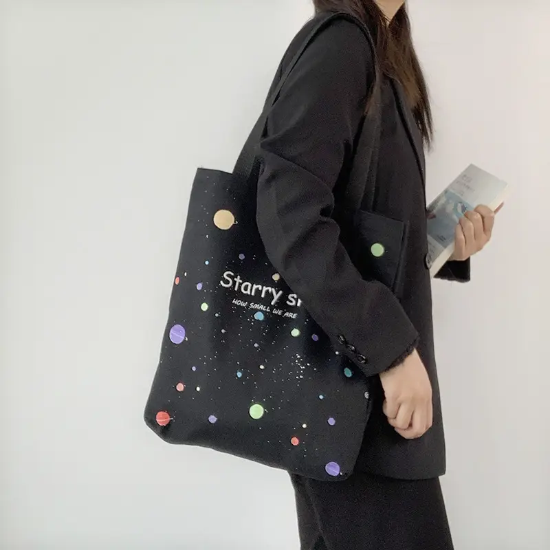 Spring and Summer Canvas Bag Women's Summer Ins Japanese Style Han Feng Large Capacity Student Class Schoolbag Shoulder Hand Carrying Bag - Image 7