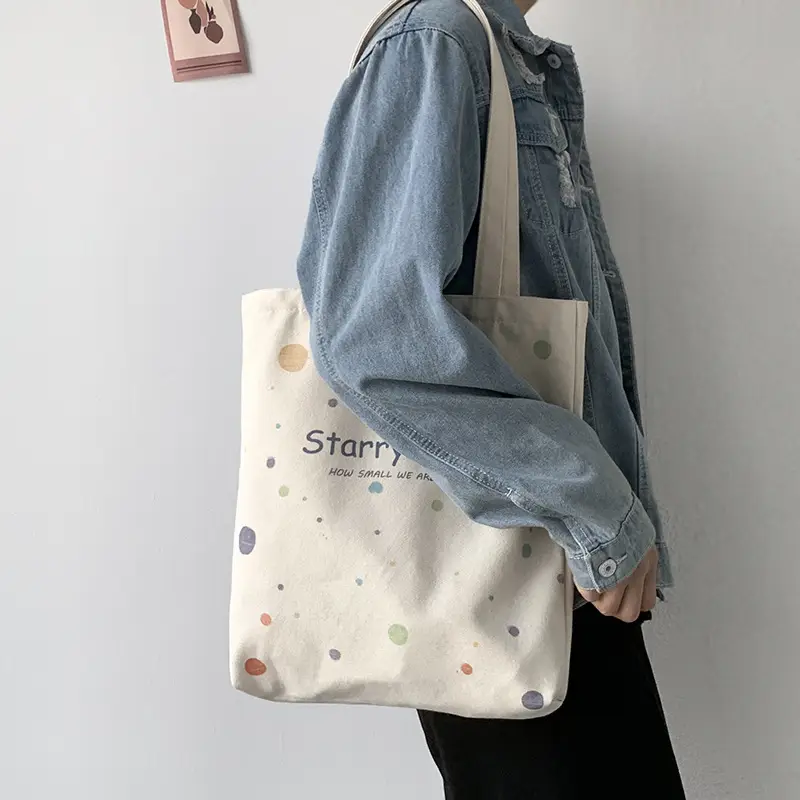 Spring and Summer Canvas Bag Women's Summer Ins Japanese Style Han Feng Large Capacity Student Class Schoolbag Shoulder Hand Carrying Bag - Image 8