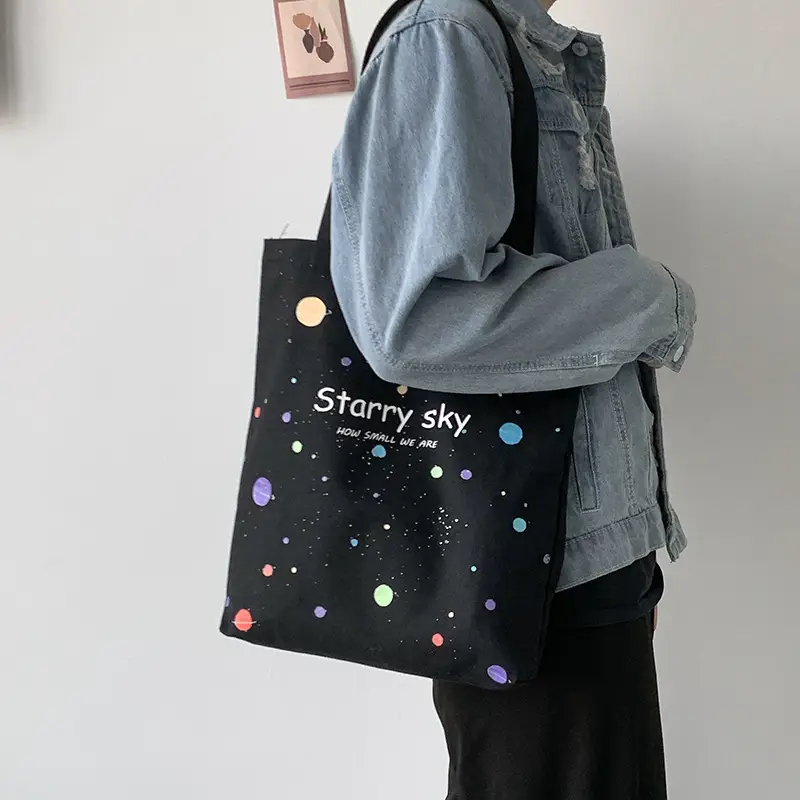 Spring and Summer Canvas Bag Women's Summer Ins Japanese Style Han Feng Large Capacity Student Class Schoolbag Shoulder Hand Carrying Bag — feature 13