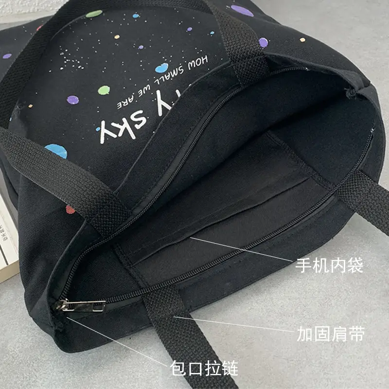 Spring and Summer Canvas Bag Women's Summer Ins Japanese Style Han Feng Large Capacity Student Class Schoolbag Shoulder Hand Carrying Bag — feature 4
