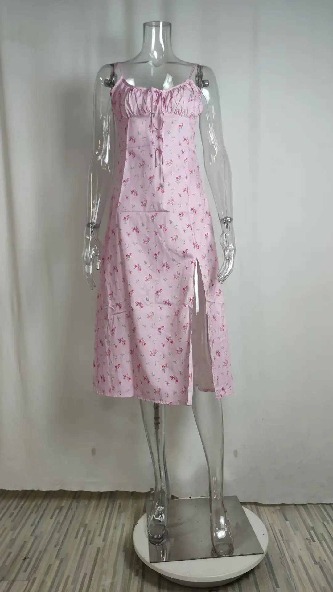2026 Printed Tie-Up Slit Strap Dress Brown — feature 28