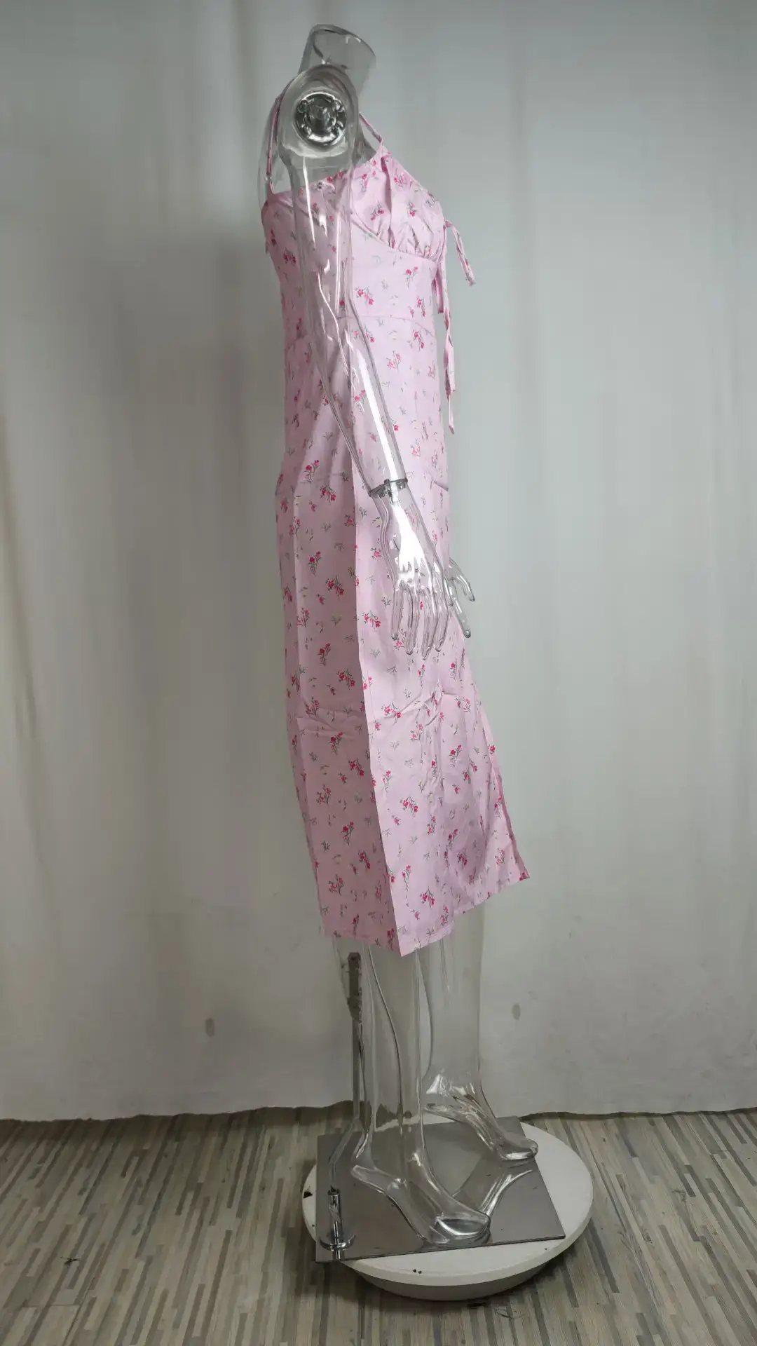 2026 Printed Tie-Up Slit Strap Dress Brown — feature 29
