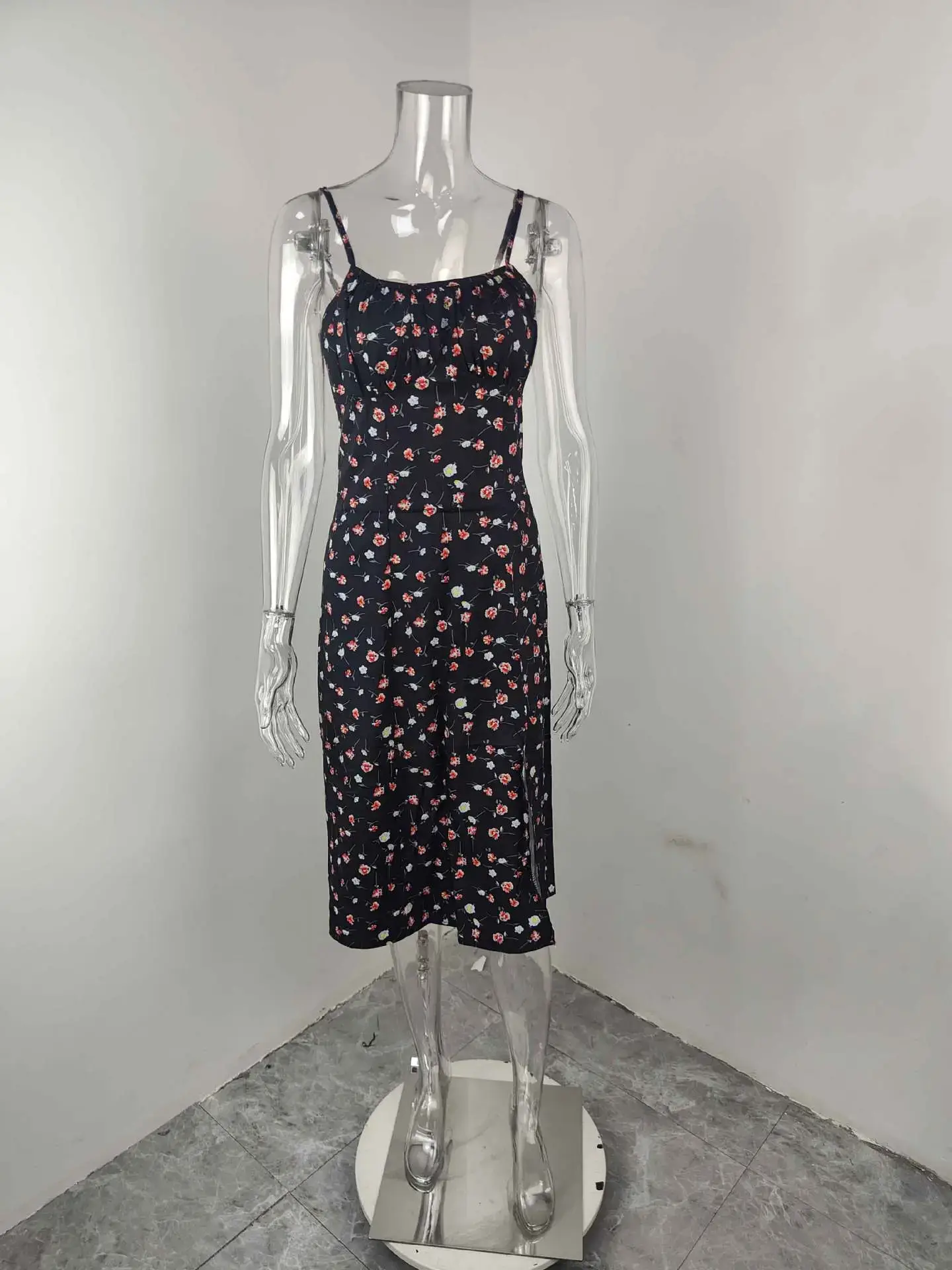 2026 Printed Tie-Up Slit Strap Dress Brown — feature 47