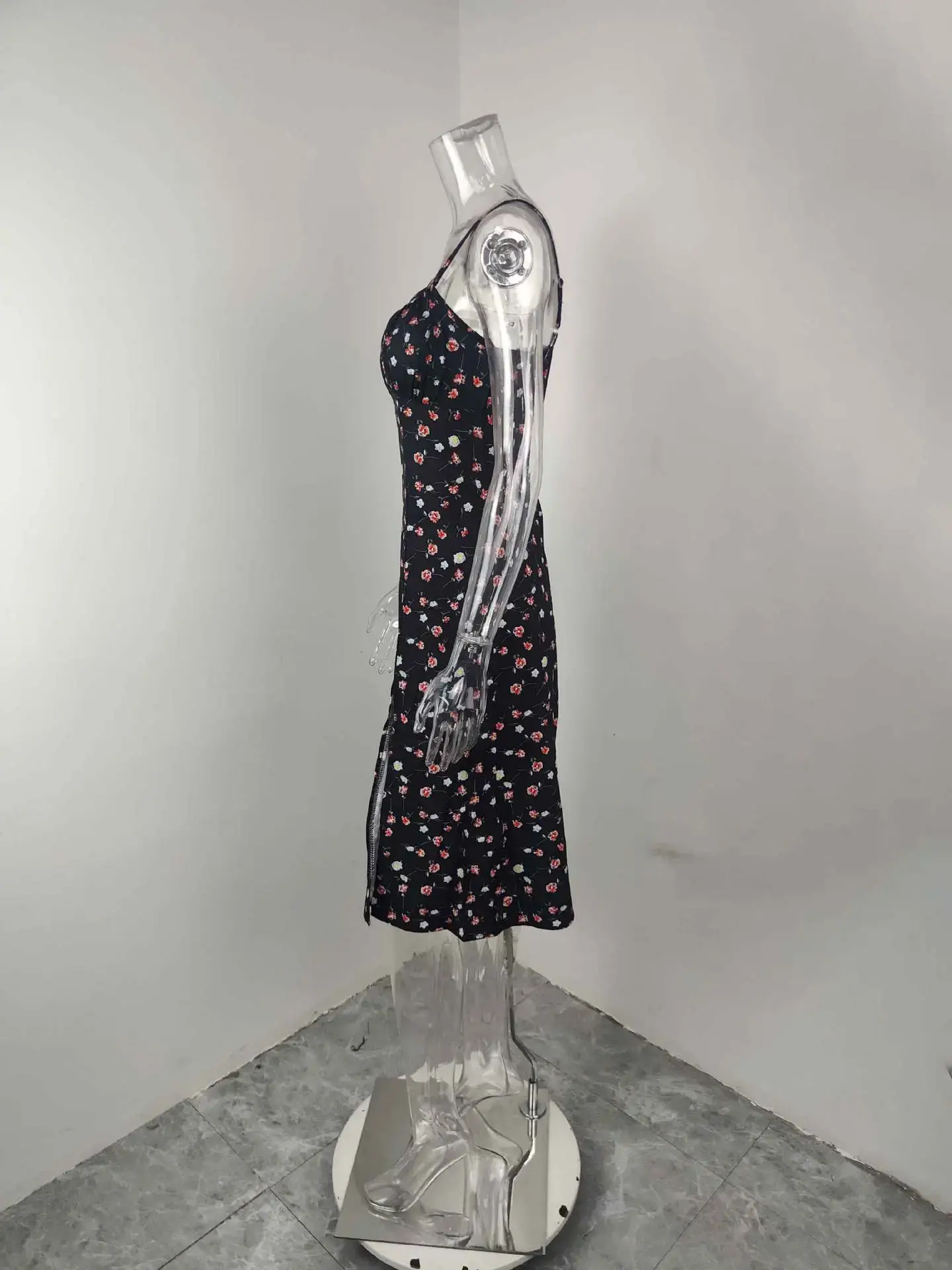 2026 Printed Tie-Up Slit Strap Dress Brown — feature 48