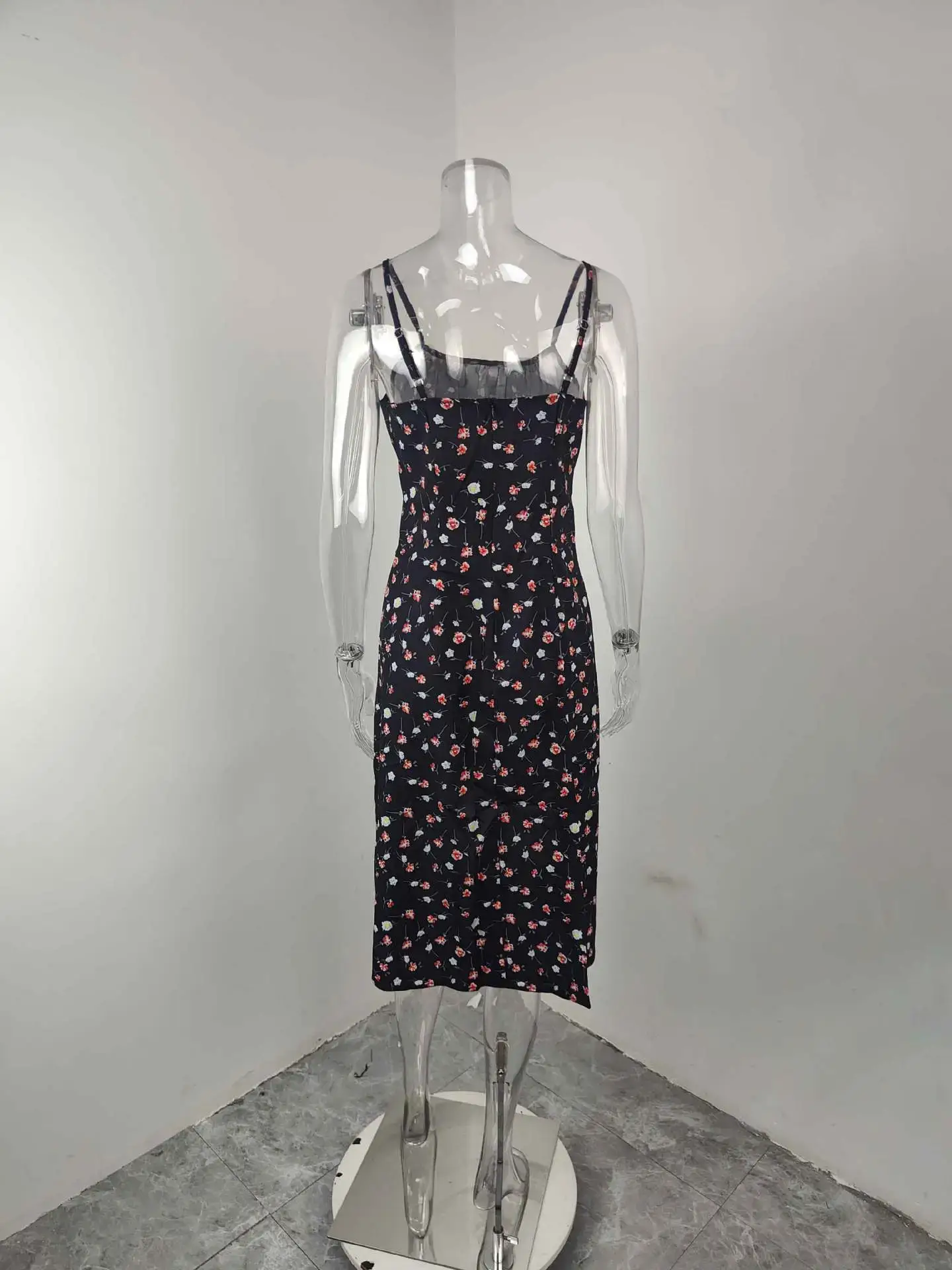 2026 Printed Tie-Up Slit Strap Dress Brown — feature 49