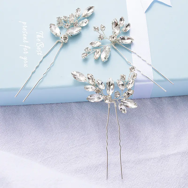 2023 Women Crystal Leaf Hairpins Wedding Accessories - Image 4