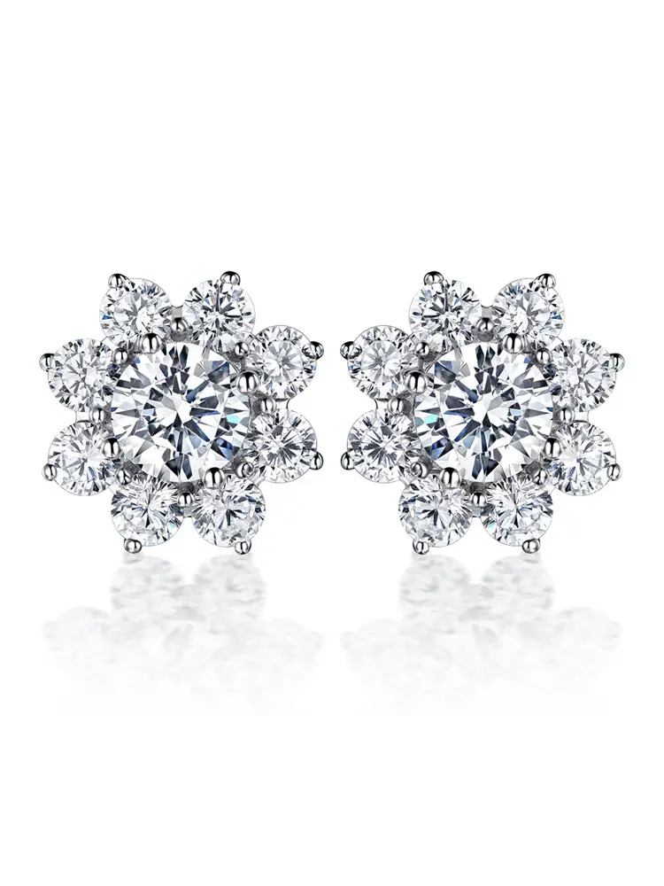 Full Diamond Flower Sunflower Necklace Earrings Set