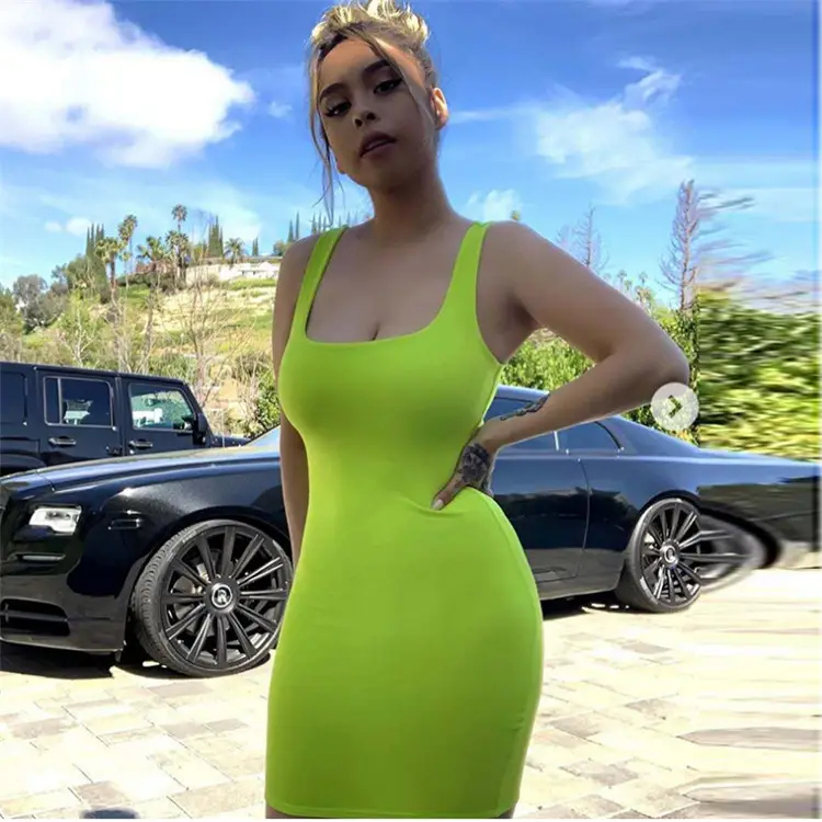 Candy-Colored Bodycon Tank Dress for Women 2021 - Image 5
