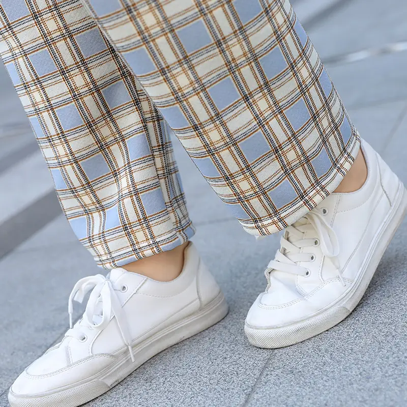 Women Plaid Summer Pants Pink Plaid Wide Leg - Image 18