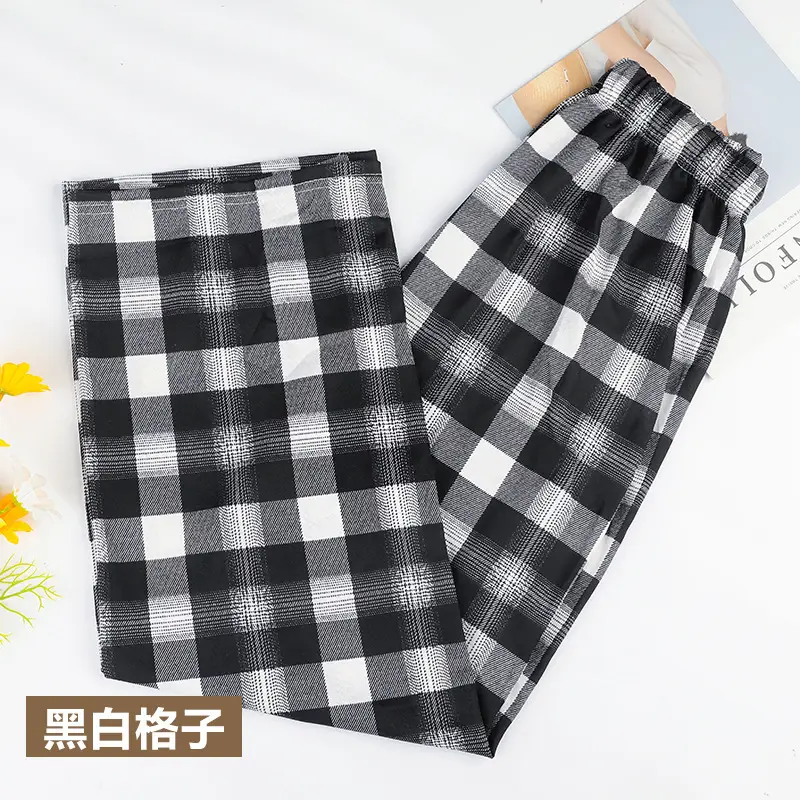 Women Plaid Summer Pants Pink Plaid Wide Leg — feature 32