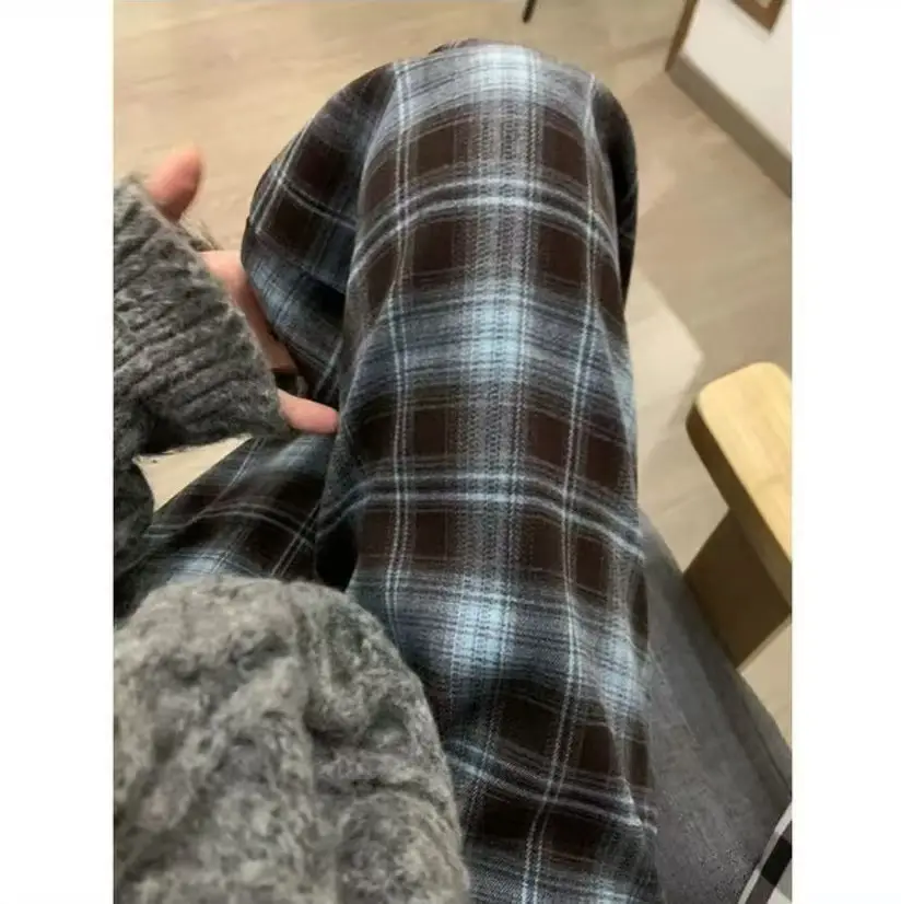 Women Plaid Summer Pants Pink Plaid Wide Leg — feature 6