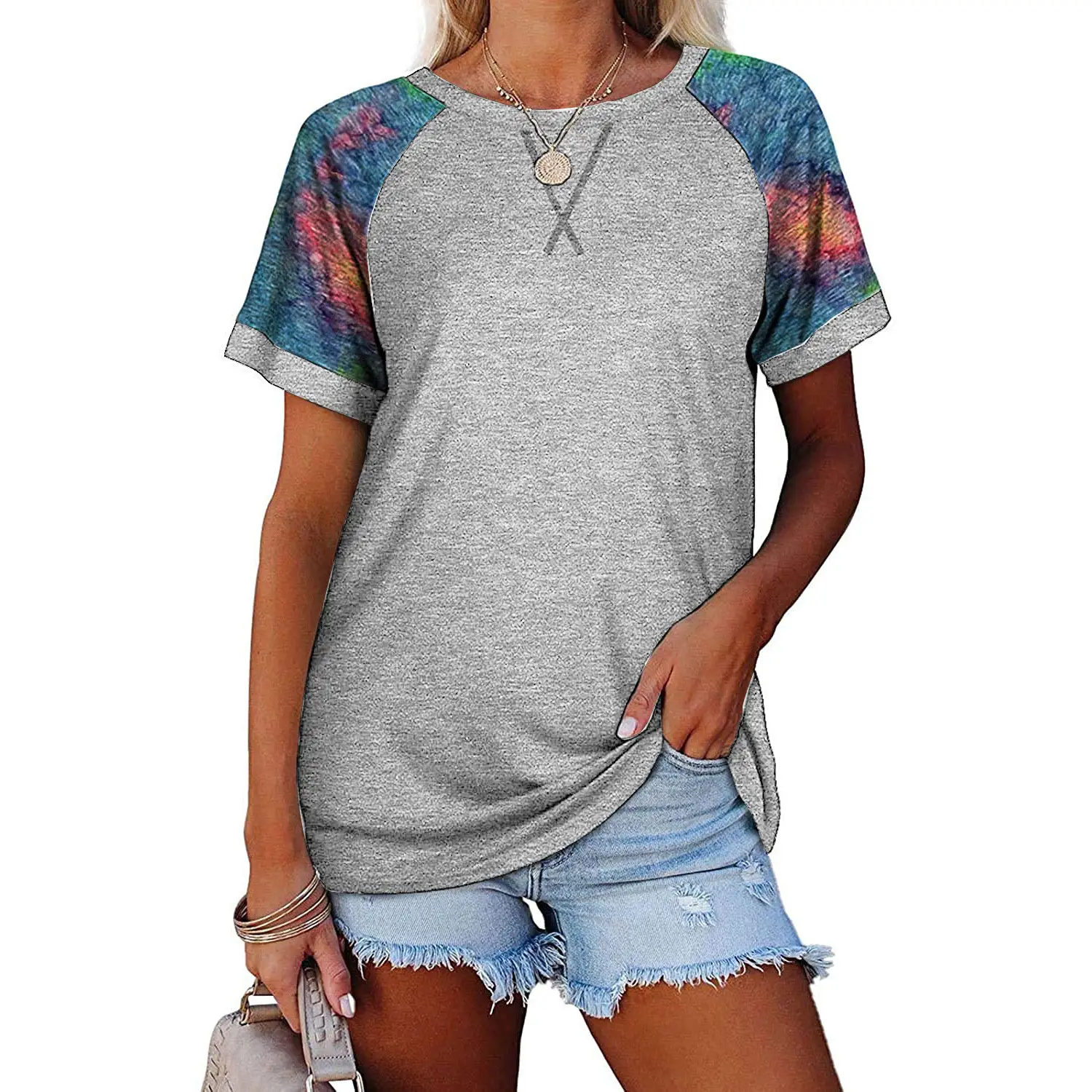 2023 Summer Camouflage Round Neck T-Shirt Women - Image 2