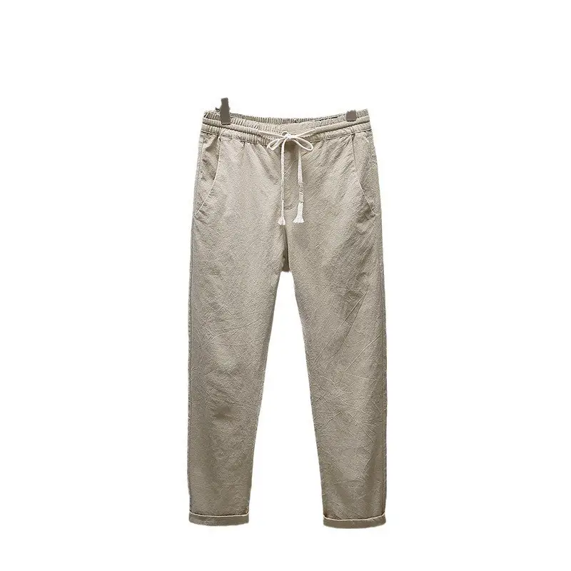 Men Slim Fit Casual Cropped Pants Beige All Size - Image 13
