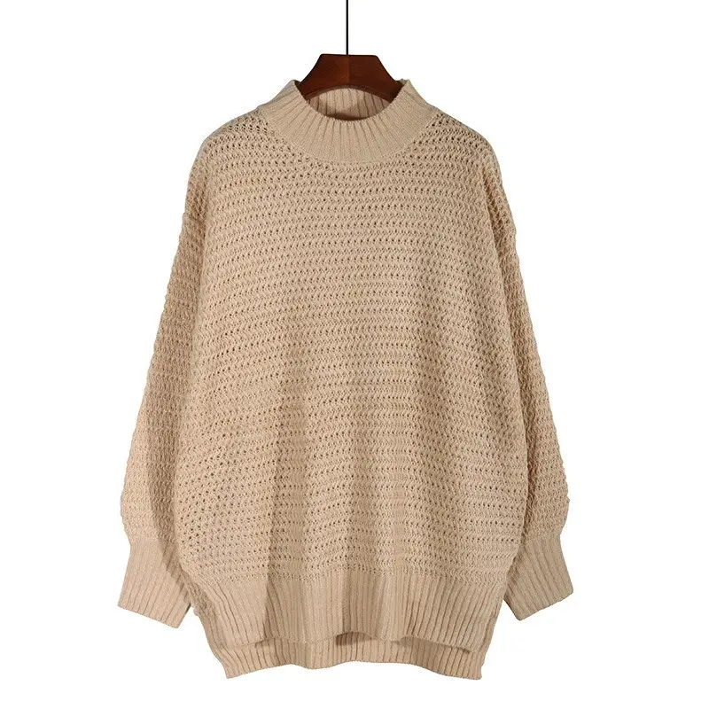 Women 2023 Black Knitted Half-Turtleneck Sweater - Image 6