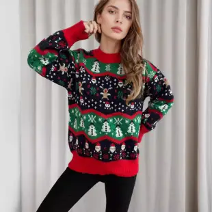Women 2023 Black Knitted Half-Turtleneck Sweater — feature 12