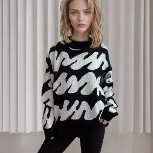 Women 2023 Black Knitted Half-Turtleneck Sweater — feature 16