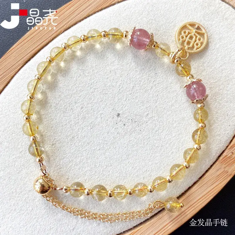Jingyao Golden Crystal Hair Chains for Women