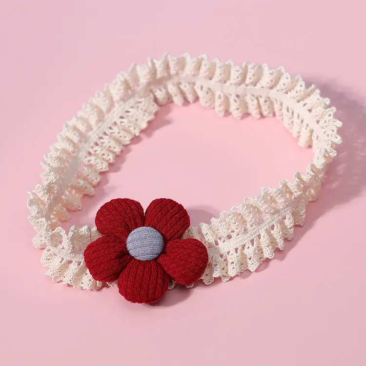 Baby Sweet Flower Headband with Lace Trim - Image 9