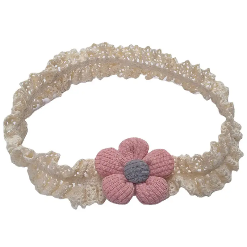 Baby Sweet Flower Headband with Lace Trim - Image 10