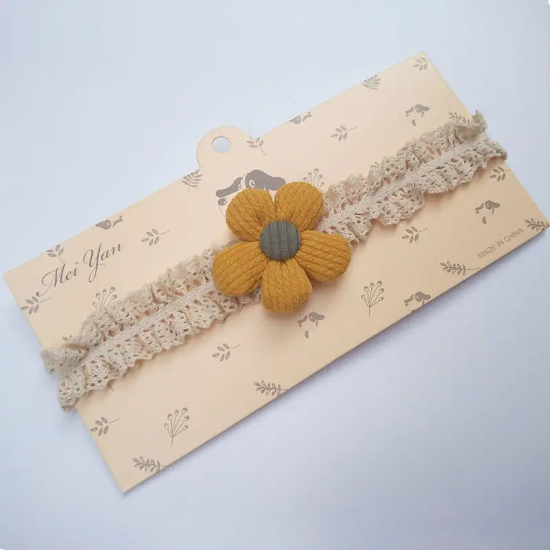 Baby Sweet Flower Headband with Lace Trim - Image 2