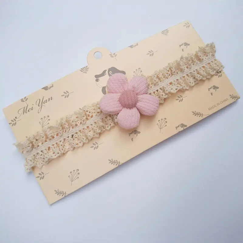 Baby Sweet Flower Headband with Lace Trim - Image 4