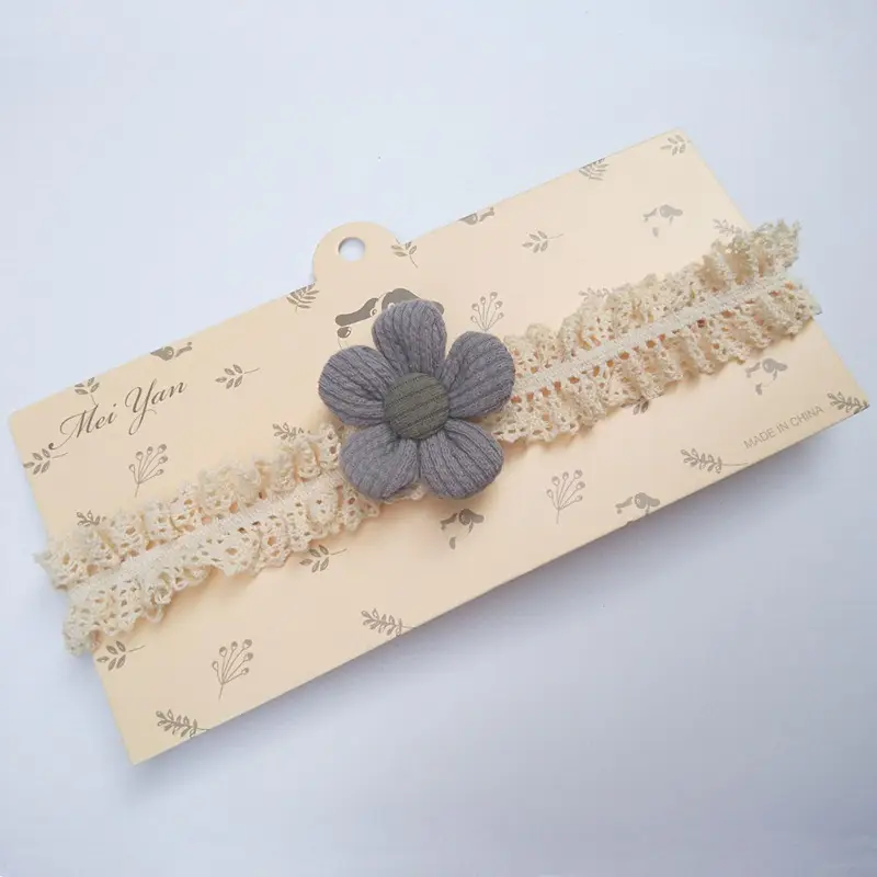 Baby Sweet Flower Headband with Lace Trim - Image 5