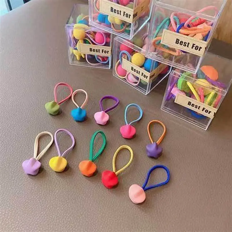 Children's Hair Rings Korea Cute Candy Color Box 10 Small Cartoon Rabbit Love Hair - Image 5