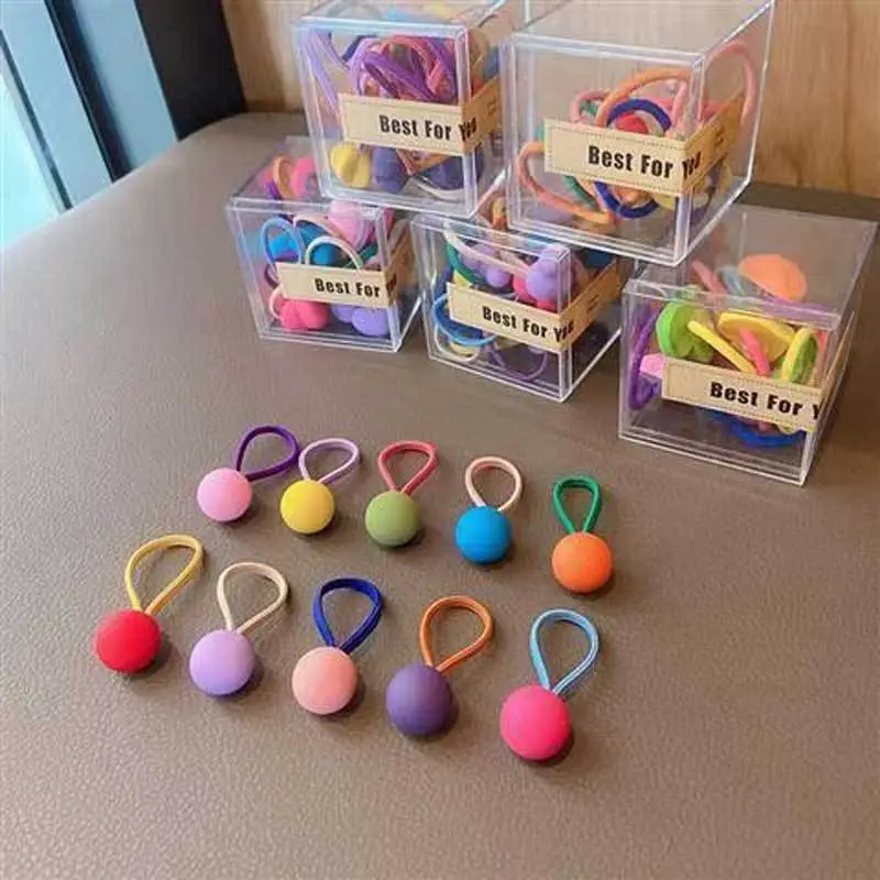 Children's Hair Rings Korea Cute Candy Color Box 10 Small Cartoon Rabbit Love Hair - Image 3