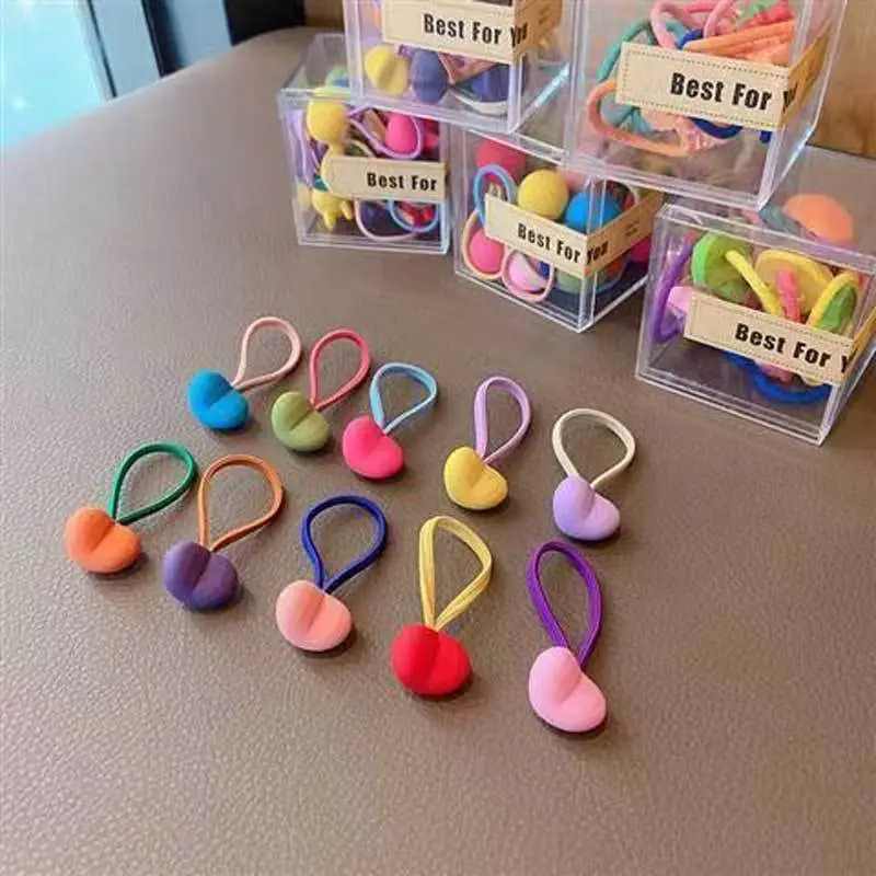 Children's Hair Rings Korea Cute Candy Color Box 10 Small Cartoon Rabbit Love Hair - Image 2
