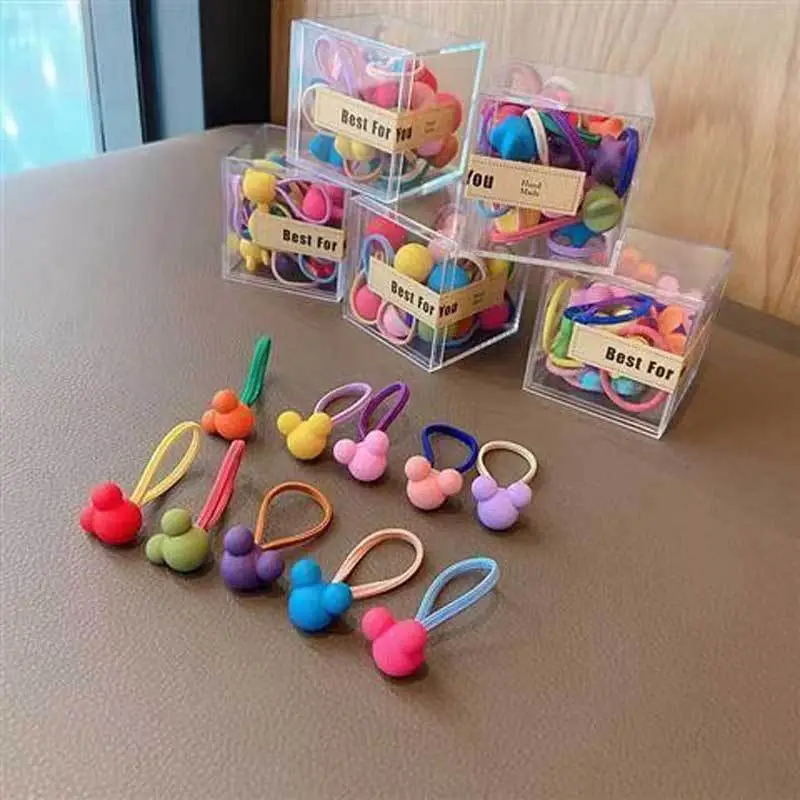 Children's Hair Rings Korea Cute Candy Color Box 10 Small Cartoon Rabbit Love Hair - Image 4