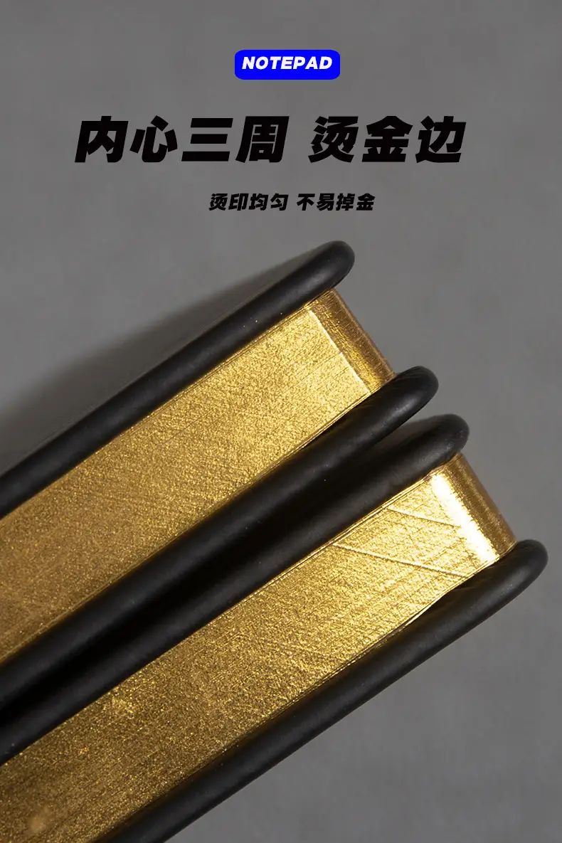 Black Notebook Set with Gold Stamps for Business Use — feature 11