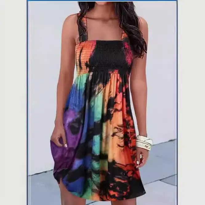 2023 Printed Off-Neck Backless Printed Skirt Set - Image 33