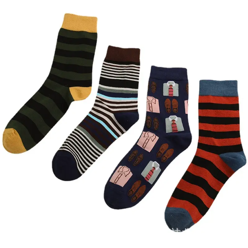 Cross-Border Men's Socks, European and American Style, Personalized Creative Cartoon Men's Socks, Casual Colorful Leather Shoe Factory Men's Socks Wholesale
