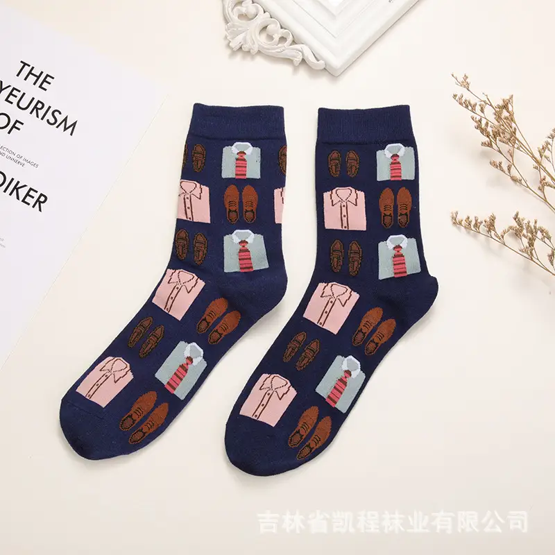 Cross-Border Men's Socks, European and American Style, Personalized Creative Cartoon Men's Socks, Casual Colorful Leather Shoe Factory Men's Socks Wholesale