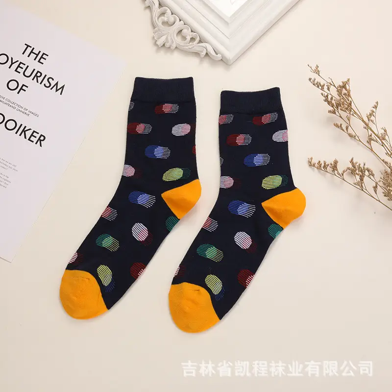 Cross-Border Men's Socks, European and American Style, Personalized Creative Cartoon Men's Socks, Casual Colorful Leather Shoe Factory Men's Socks Wholesale