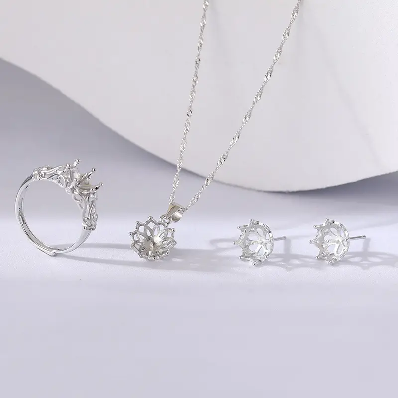 S925 Sterling Silver Pearl Cross Design Jewelry Set for Women - Image 7