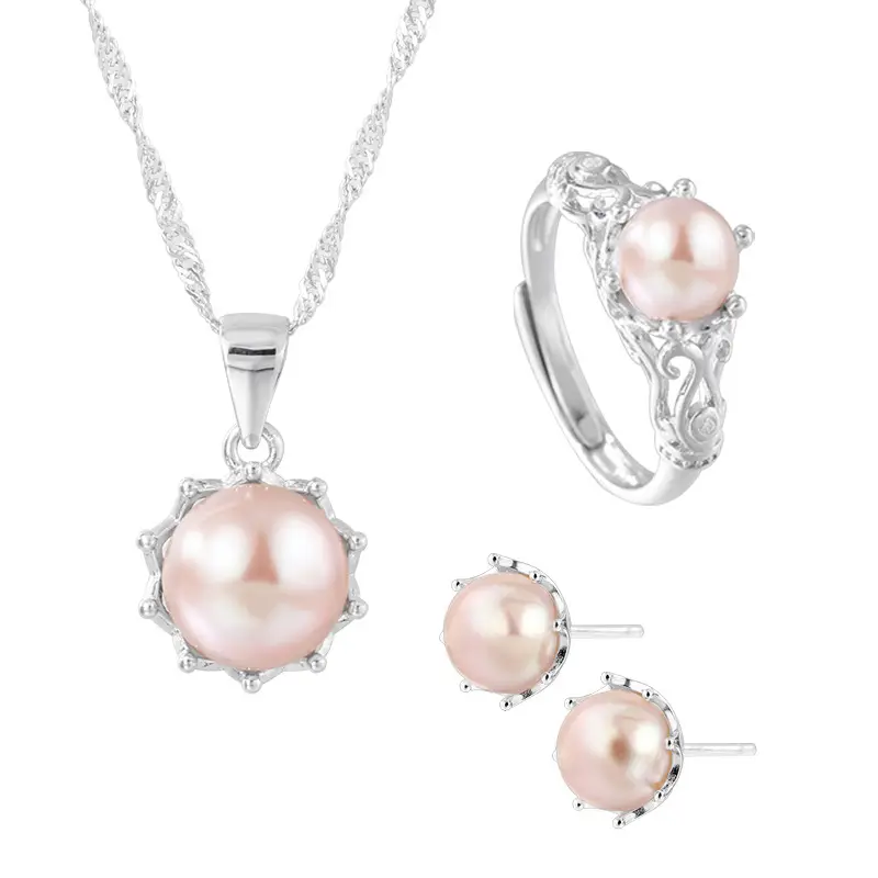 S925 Sterling Silver Pearl Cross Design Jewelry Set for Women - Image 8