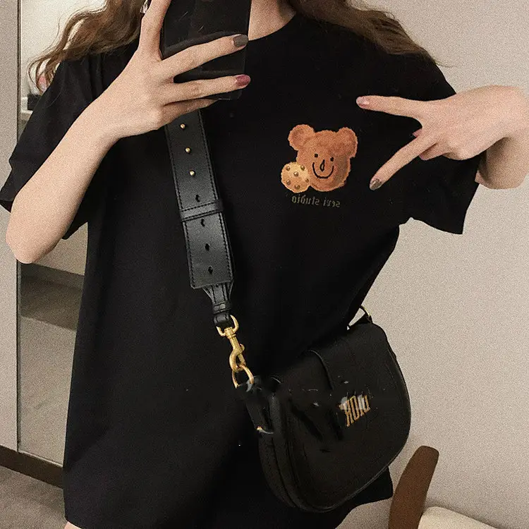 Women Korean Bear Cartoon T-Shirt White 2025 — feature 26