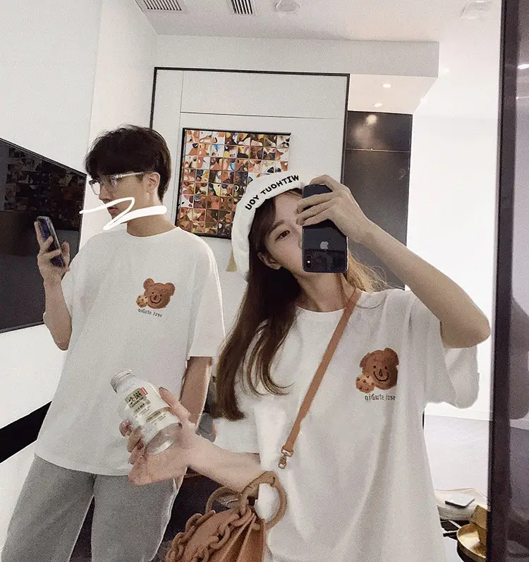 Women Korean Bear Cartoon T-Shirt White 2025 — feature 28