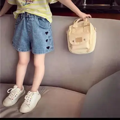 Girls Denim Shorts Heart Cutout Summer Wear - Image 3