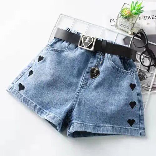 Girls Denim Shorts Heart Cutout Summer Wear - Image 4